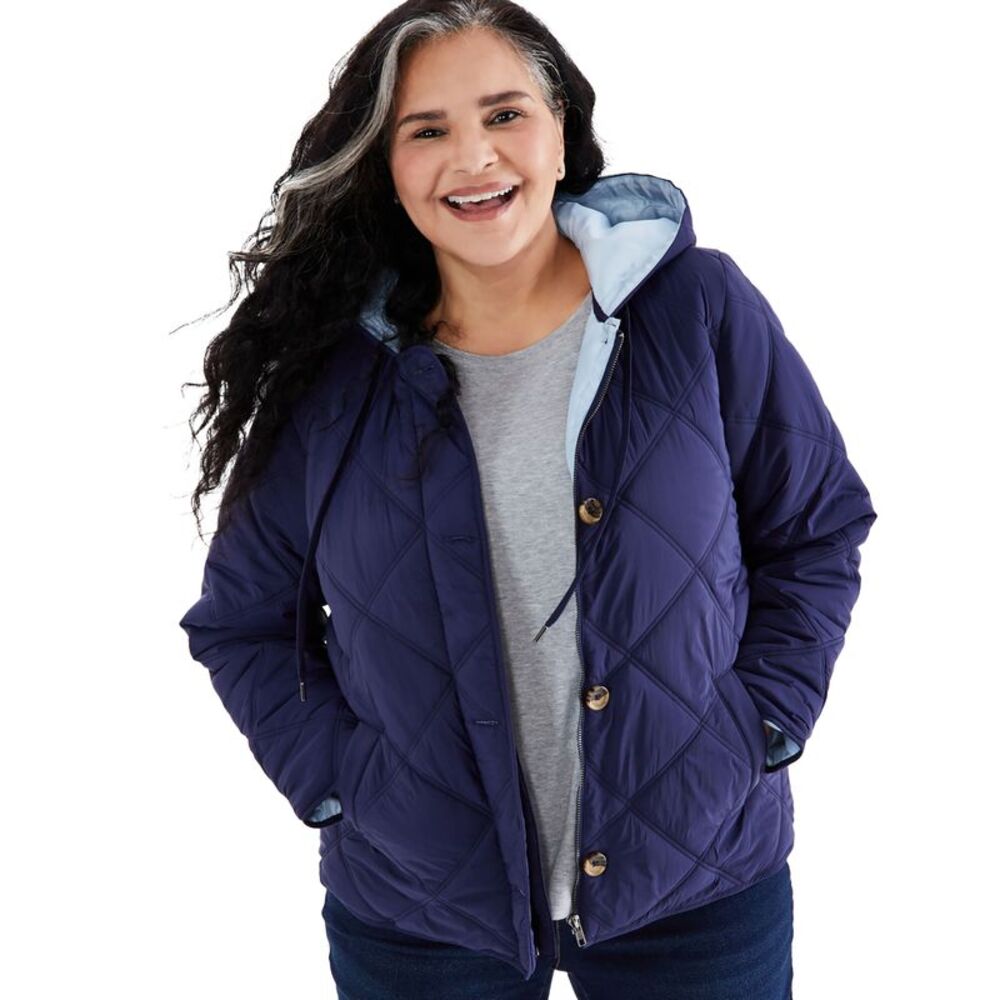 Plus Size Quilted Hooded Jacket